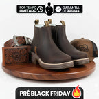 [Kit 4 em 1] Bota Masculina Ortopédica Fazenda de Cano Curto em Couro Legítimo com Boné Modão, Cinto e Carteira GRÁTIS