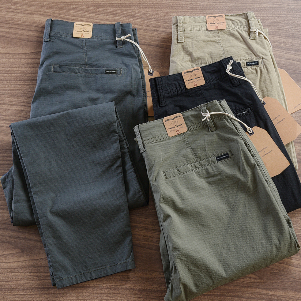 Calça Reta Masculina em Sarja - Kit 4 Unidades