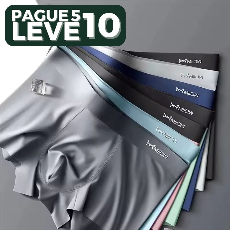[PAGUE 5 LEVE 10] Kit Cuecas Men's Slik Boxer em Seda Gelo Térmica e Microfibra (Sem Costura!)