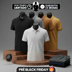 [Leva 5, Paga Só 3!] Camisa Polo Masculina Polirax em Seda Gelo, Poliéster e Spandex + 3 Bermudas e 1 Relógio GRÁTIS